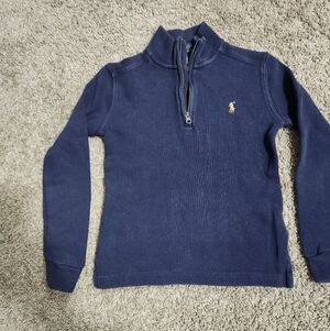 Polo Ralph Lauren Navy Cotton Interlock Quarter-Zip Pullover, Size 7
